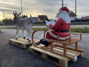  Rentierschlitten lebensgross und Weihnachtsmann