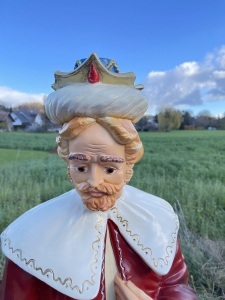 Gesicht der Balthasar Krippenfigur im Detail