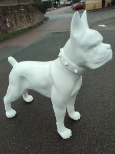 Boxer Hund Dekofigur, weiss, 60 cm hoch 2