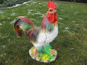 Deko Huhn Figur und Gartenfigur: Hahn 38 cm