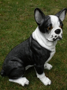 Boston-Terrier Deko Hundefigur, sitzend, schwarz-weiss, 42 cm hoch