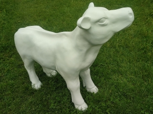 Deko Kalb Figur, weiss grundiert, zum selber bemalen, 70 cm lang