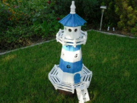 Deko-Leuchtturm beleuchtet in Blau-Weiss 115 cm hoch LED