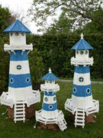 Deko-Leuchtturm in Blau-Weiss von klein bis gross