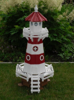 Deko-Leuchtturm in Rot-Weiss 115 cm hoch aus Holz