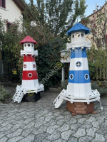 LED Deko-Leuchtturm beleuchtet in Rot-Weiss und Blau-Weiss, 180 cm hoch