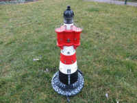 XL-Leuchtturm Roter Sand 115cm Rot-Weiss beleuchtet, Gartendeko