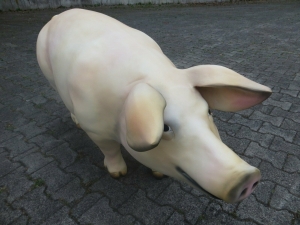 Gartenfigur Schwein lebensgross, 131 cm lang 4