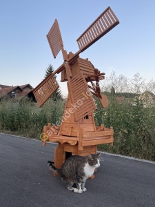 Holländische Deko Solar Windmühle Holz, 227 cm hoch