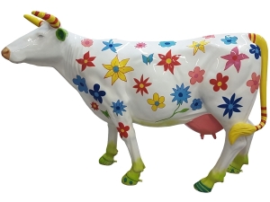 Designfigur Kuh, aufrecht mit Autolack, Variante 5