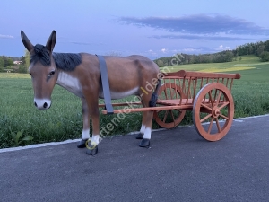 Esel Deko  xxl lebensgross mit Wagen