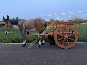 Esel Deko Garten lebensgross mit Wagen 