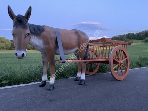 Deko Esel Garten lebensgross mit Wagen