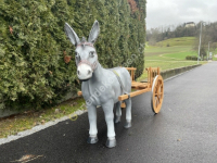 Eselgespann für Gartendeko, 177cm lang mit grauer Eselfigur