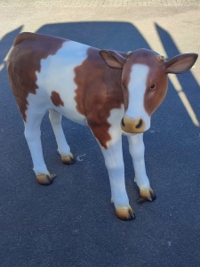 Gartenfigur Kalb lebensgross, braun-weiss 121cm lang 2