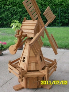 Holländer Gartenwindmühle, 100 cm hoch, mit Solarbeleuchtung