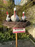 Grosse Geburtstafel Storch zur Geburt auf Ständer 5