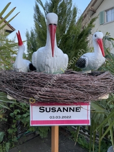 Geburtstafel Storch zur Geburt auf Ständer 4