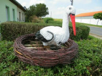 Deko Storchennest gross mit 1 Storch sitzend