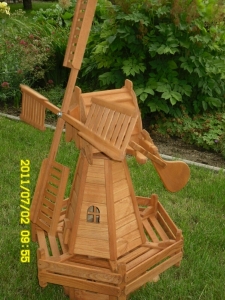 Holländer Windmuehle mit Solarbeleuchtung, 125 cm hoch