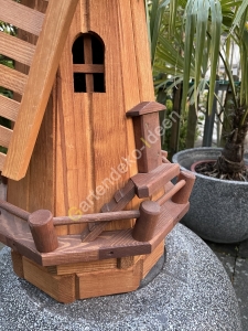 Windmühle aus Holz Garten mit Solarbeleuchtung 