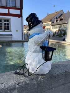 LED Schneemann aussen mit solar Laterne 