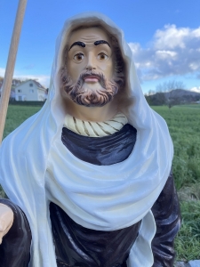 Gesicht der Josef Krippenfigur im Detail
