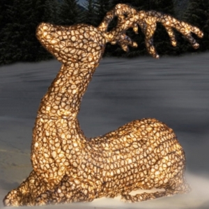 Das Grosse sitzende  der XXL Weihnachts-Rentier 4er-Familie LED beleuchtet 