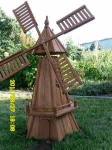 Solar Windmühle Deko aus Holz, 122 cm hoch