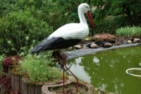 Grosser Deko Storch zur Geburt lebensgross