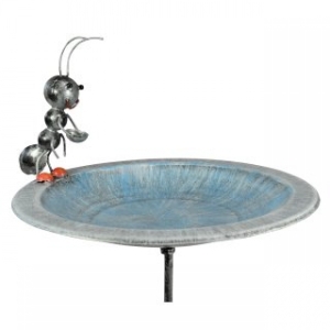 Vogelbad: Vogeltränke aus Metall mit Ameise 103cm
