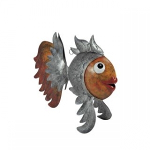 Blechfische: XXL Fisch Deko aus Metall silber/orange